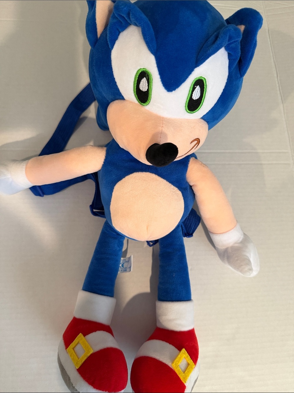 Blue Sonic-Inspired Plush Backpack for Kids - Soft Character Toy